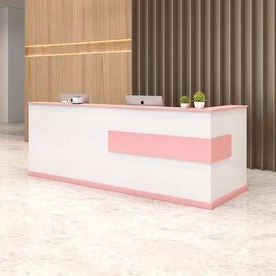 Modern Minimalist Reception Desk - White & Maple - Maoters