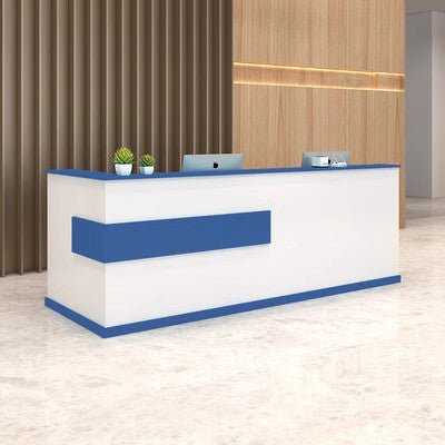 Modern Minimalist Reception Desk - White & Maple - Maoters