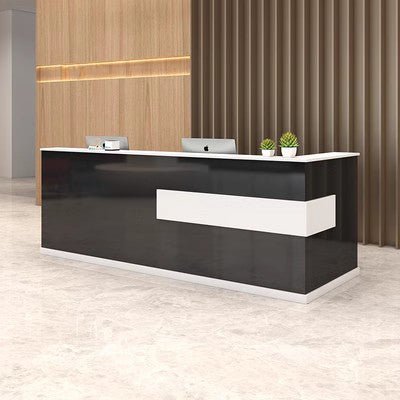 Modern Minimalist Reception Desk - White & Maple - Maoters