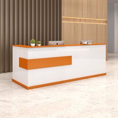 Modern Minimalist Reception Desk - White & Maple - Maoters