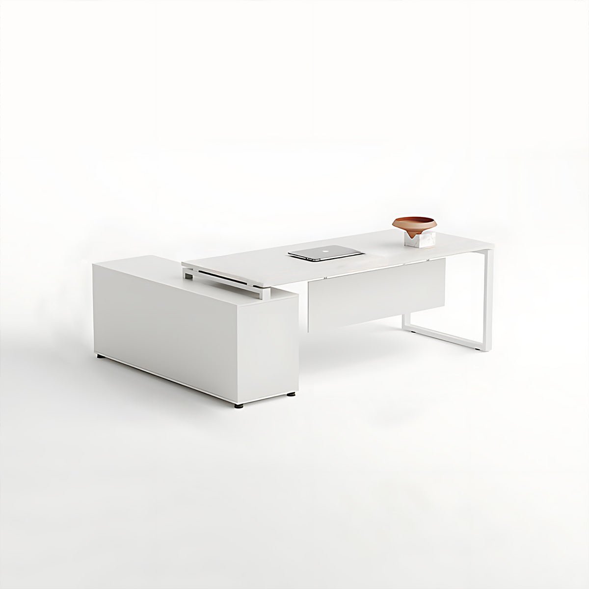 Modern Minimalist White Executive Desk - Perfect Fit - Maoters