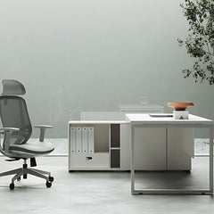 Modern Minimalist White Executive Desk - Perfect Fit - Maoters