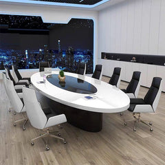 Modern White Lacquered Oval Conference Table - Maoters - Maoters