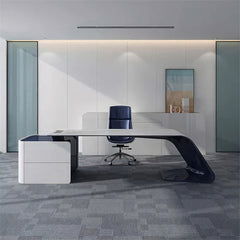 Modern White Manager Desk - Stylish Lacquered Office - Maoters