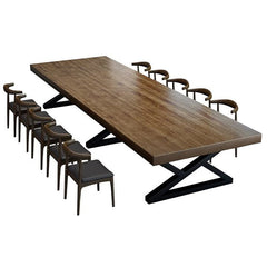 Nordic Industrial - Style Solid Wood Large Conference Table - Maoters