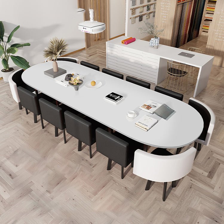 Oval White Conference Table Simple Modern - Maoters