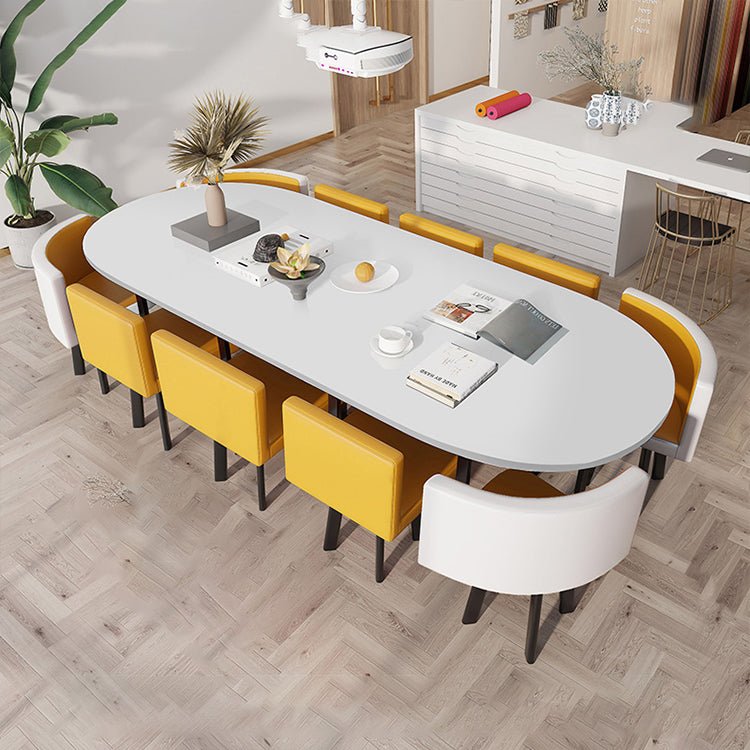 Oval White Conference Table Simple Modern - Maoters