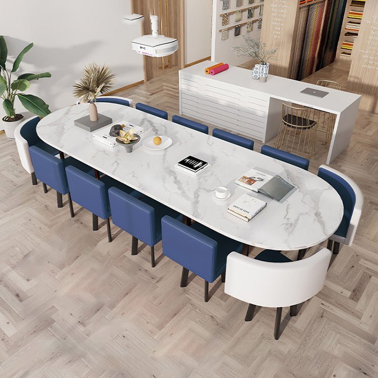 Oval White Conference Table Simple Modern - Maoters