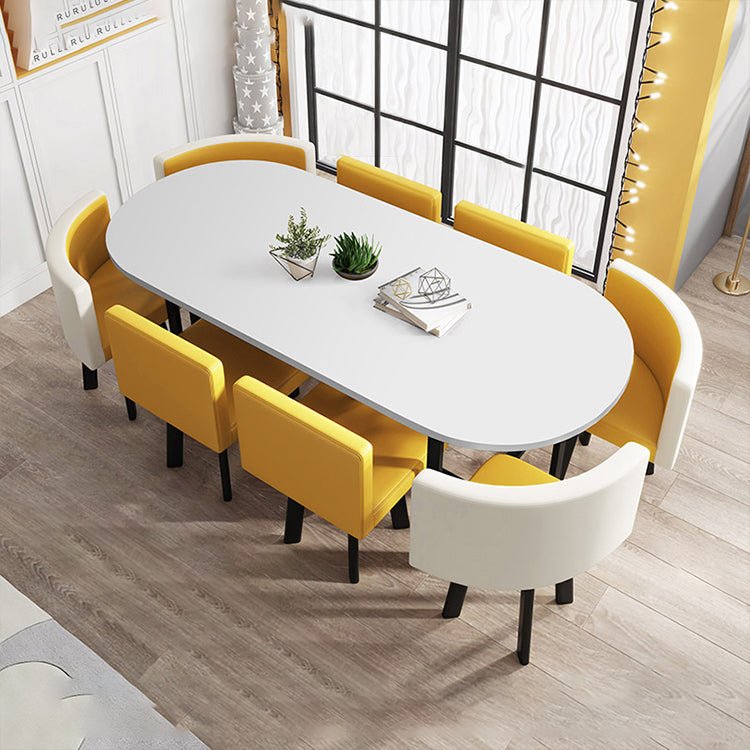 Oval White Conference Table Simple Modern - Maoters