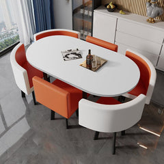 Oval White Conference Table Simple Modern - Maoters