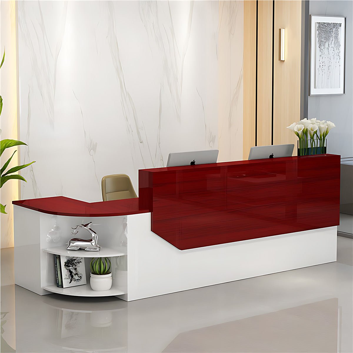 Simple L - shape Wood Reception Desk - Maoters - Maoters