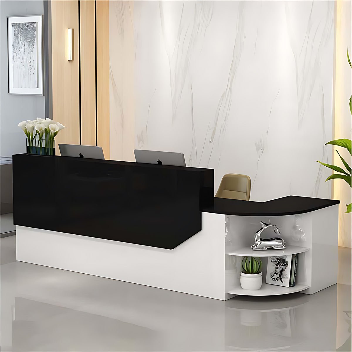 Simple L - shape Wood Reception Desk - Maoters - Maoters