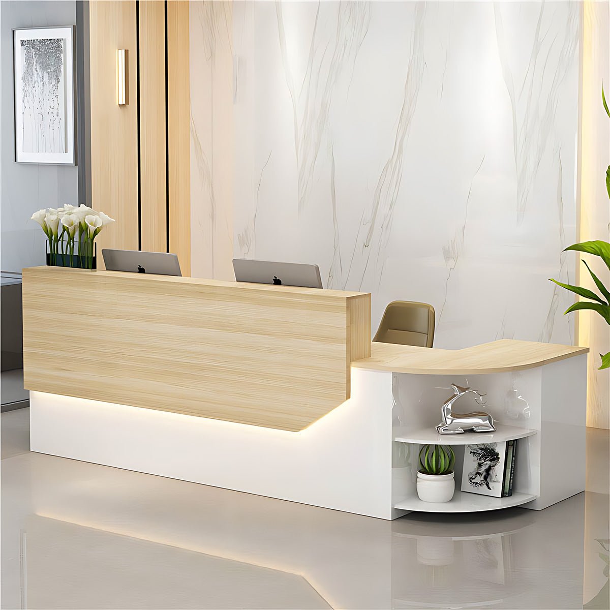 Simple L - shape Wood Reception Desk - Maoters - Maoters