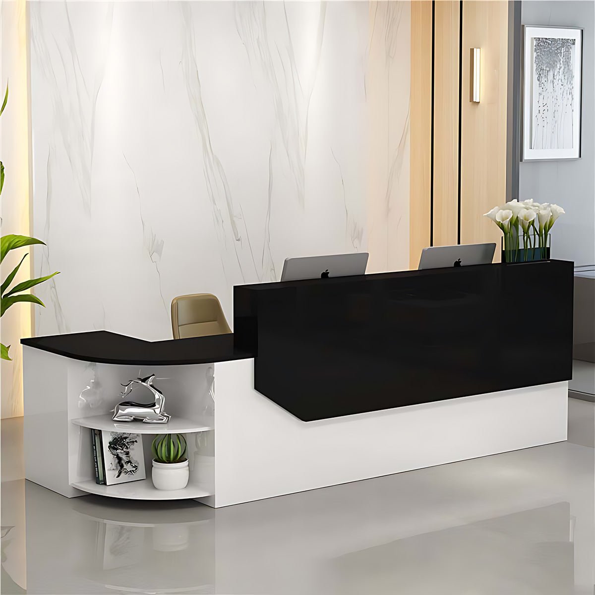 Simple L - shape Wood Reception Desk - Maoters - Maoters