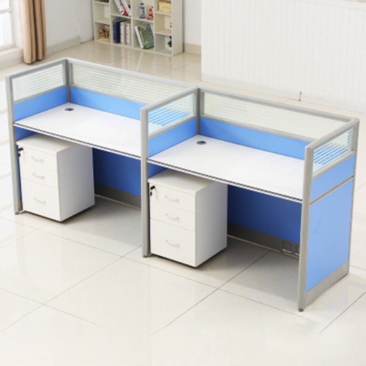 Simple Modern Desk & Chair Set - Blue, Four Seater - Maoters