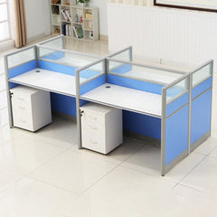 Simple Modern Desk & Chair Set - Blue, Four Seater - Maoters