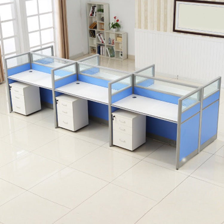 Simple Modern Desk & Chair Set - Blue, Four Seater - Maoters