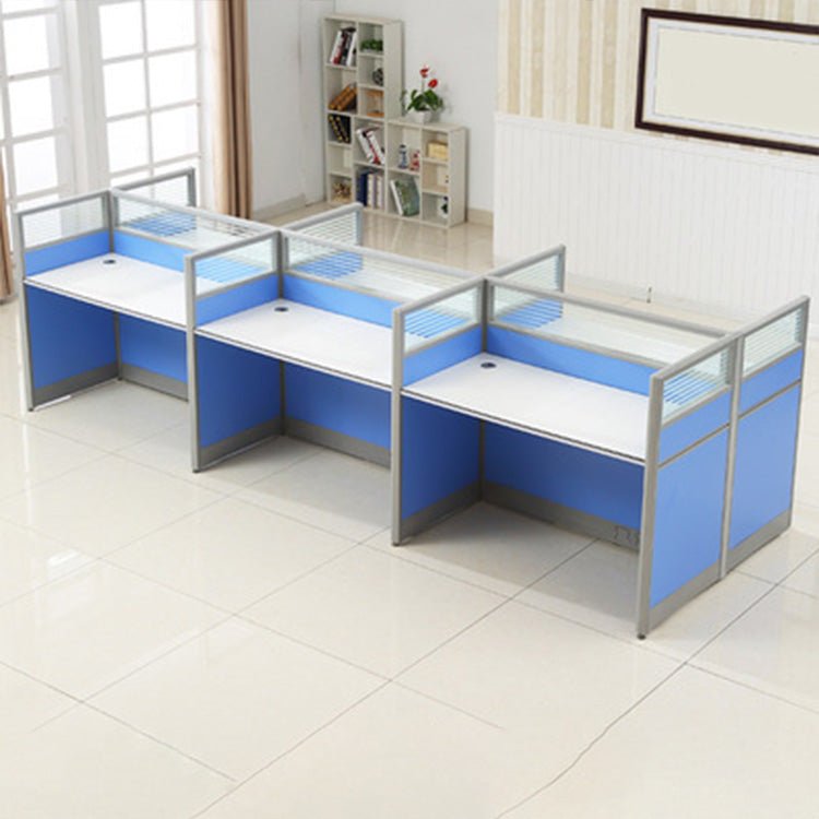 Simple Modern Desk & Chair Set - Blue, Four Seater - Maoters