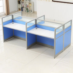 Simple Modern Desk & Chair Set - Blue, Four Seater - Maoters