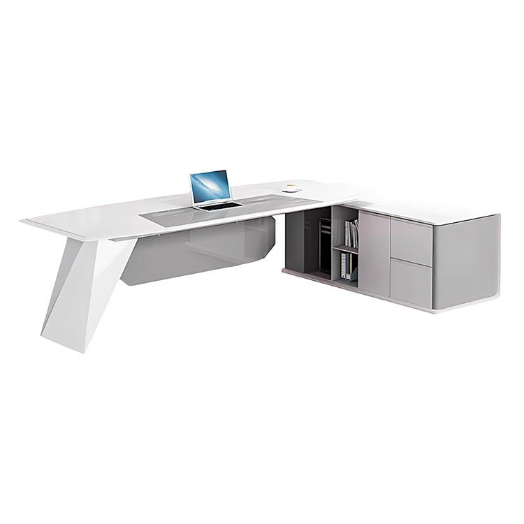 Sleek White Lacquer Executive Desk - Maoters - Maoters