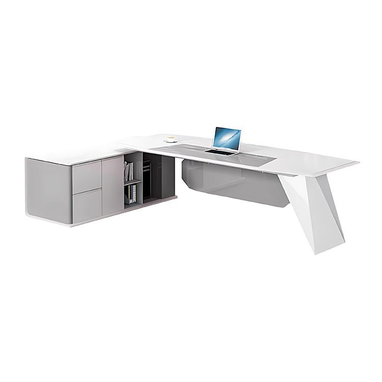 Sleek White Lacquer Executive Desk - Maoters - Maoters