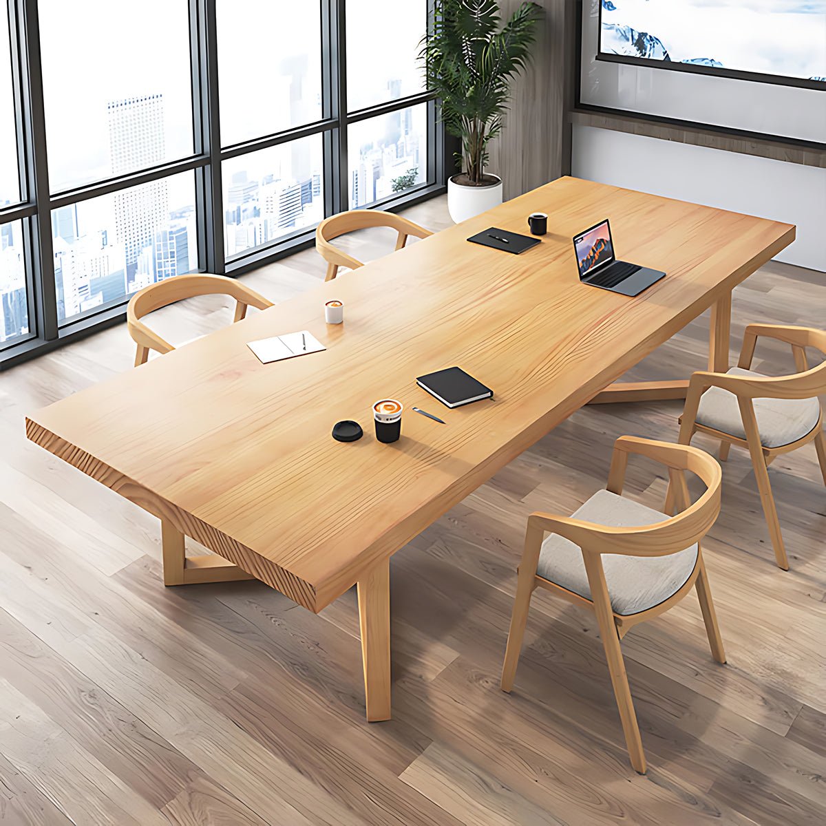 Solid Wood Conference Table - Elegance and Utility - Maoters