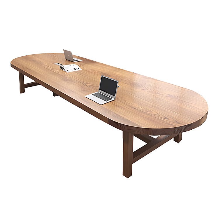 Solid Wood Elegant Oval Conference Table - Maoters