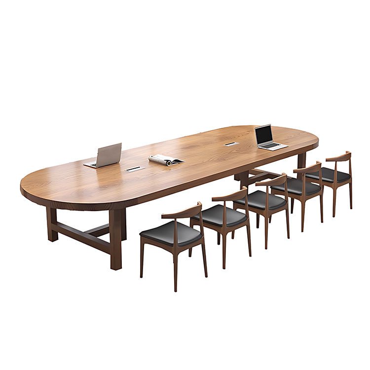 Solid Wood Elegant Oval Conference Table - Maoters