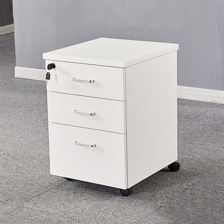 Solid Wood Freestanding Mobile White Storage Cabinet - Maoters