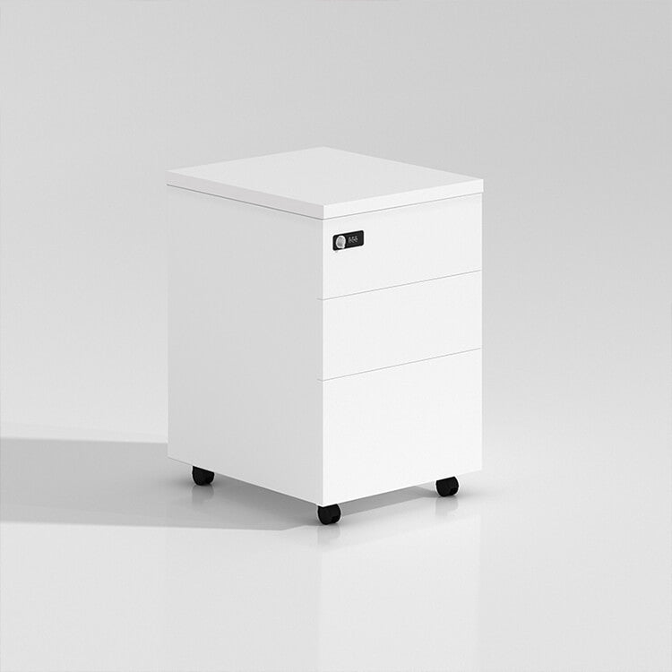 Solid Wood Freestanding Mobile White Storage Cabinet - Maoters