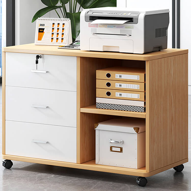 Wooden Office File Cabinet with Lock - Maoters - Maoters