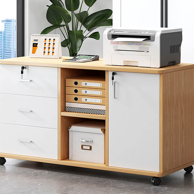 Wooden Office File Cabinet with Lock - Maoters - Maoters