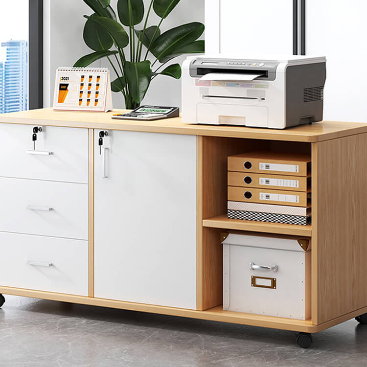 Wooden Office File Cabinet with Lock - Maoters - Maoters